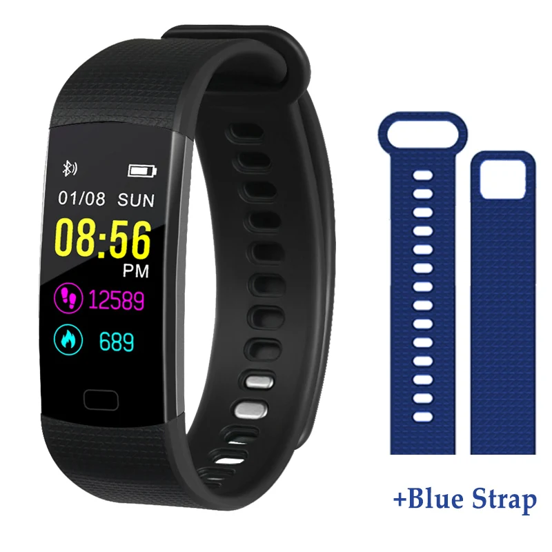And Blue Strap Дропшиппинг Bluetooth умный Браслет сердечный ритм активности фитнес-трекер кровяное давление спортивный ремешок электронные наручные часы с браслетом - Цвет: And Blue Strap