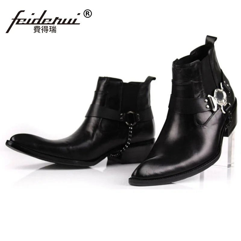 Мужские ковбойские ботильоны из натуральной кожи с острым носком|boots brand|boots
