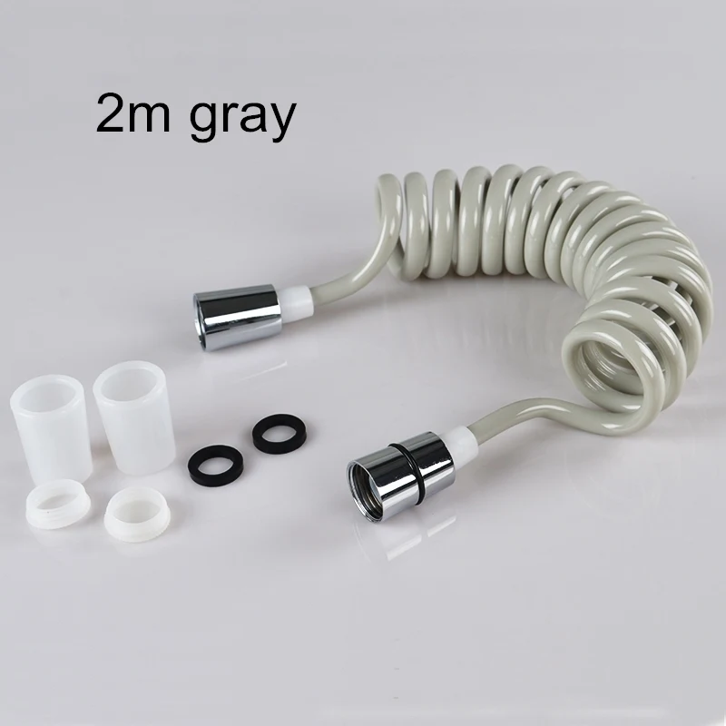 gray 2m Черный Выдвижной ручной душ для биде, шланг для унитаза, эластичные пружинные шланги сантехнические впускные трубы, соединительные стандарты DN15(1/" - Цвет: gray 2m