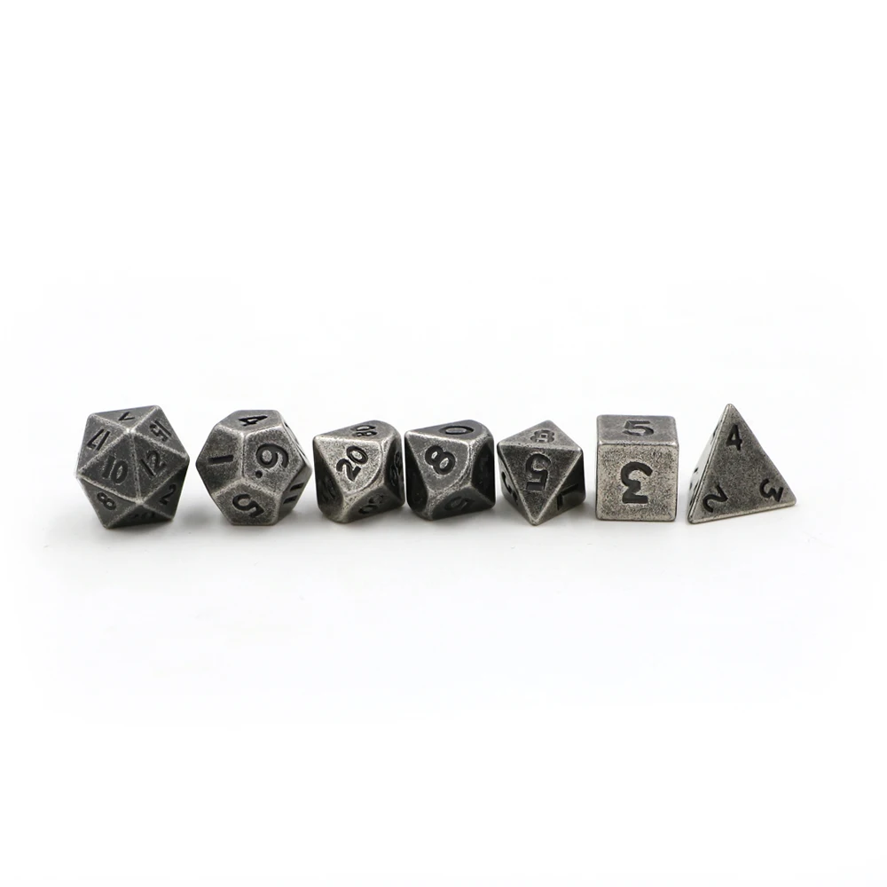 Металлические игральные кости DND Set 7 шт./компл. мини RPG игры в различные никелевые
