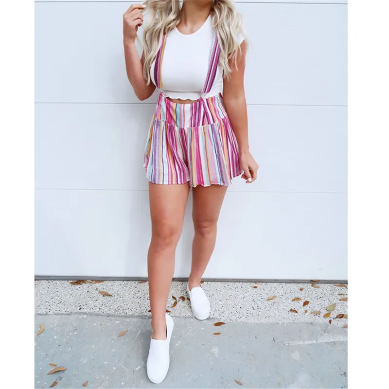 Новые модные летние женские свободные брюки в полоску с карманами повседневные