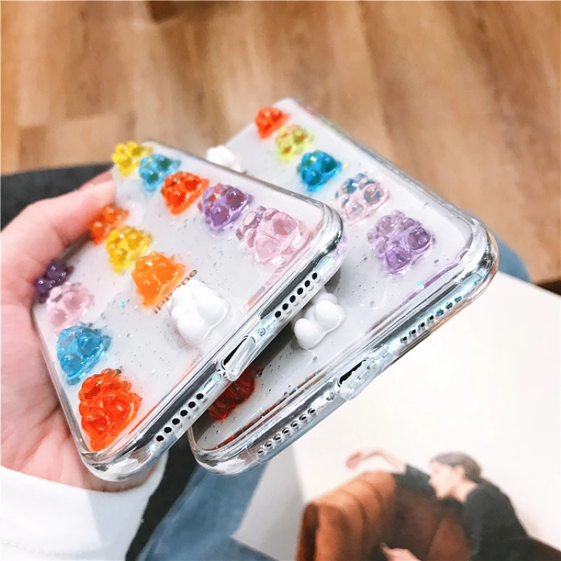 Милый мягкий чехол с медвежонком Gummy для iphone 8 чехлы iPhone 11 6 7 Plus X XS Max XR Силиконовый