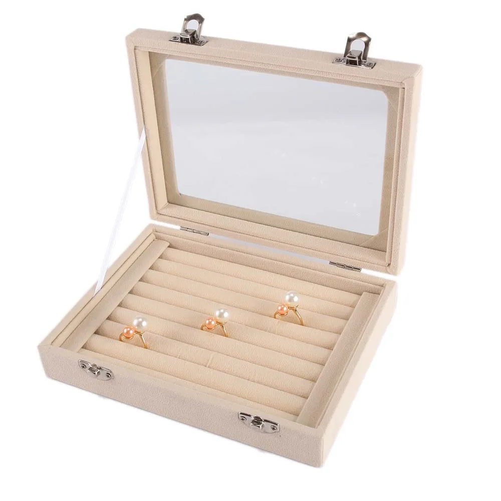 2017 новейший бежевый 8 кабин бархатный чехол для переноски со стеклянной крышкой