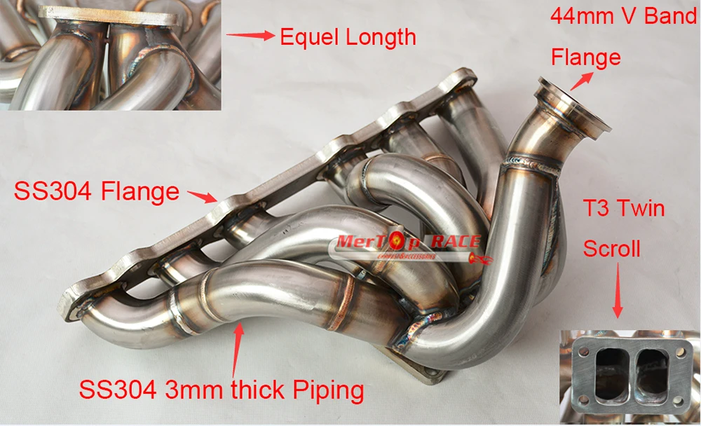 MERTOP Full SS321 Equle Long 3 мм Толщина T3 разделите 93 98 2JZGTE 2JZ турбо коллектор + 44 V band