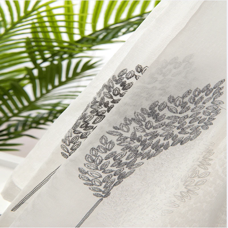 Dreampatar Convenient Punch-free Velcro Garden Leaf Jacquard Tulle Decorative Curtain Living Room Partition ML228A | Дом и сад