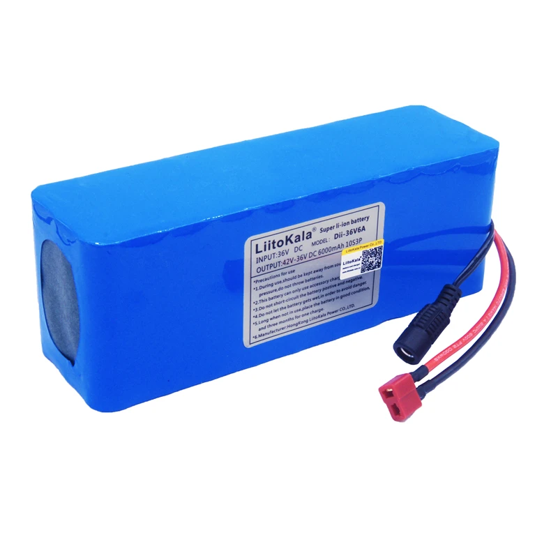 LiitoKala 36v6ah Электрический велосипед литий-ионный аккумулятор 18650 42V 6000mAh 10S3P большой емкости аккумулятор bms 500W перегрузки по току