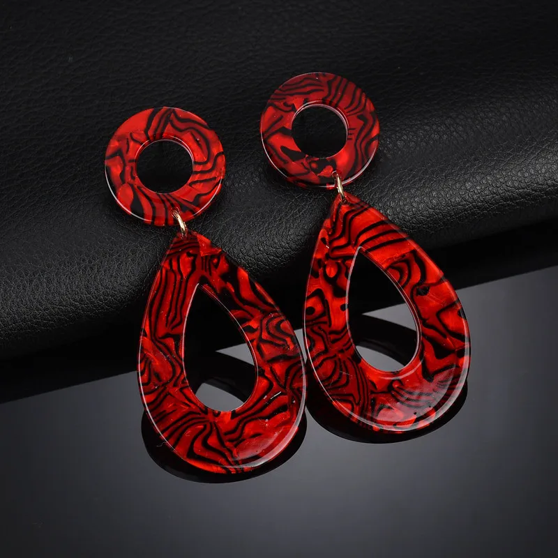 High Grade Punk Double Color Geometric Drop Water Shaped Acrylic Stud Earrings For Women Ear Jewelry Gifts | Украшения и