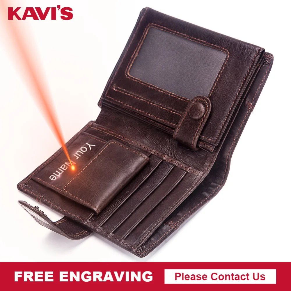 Кошелек KAVIS из натуральной воловьей кожи мужской кошелек для монет Crazy Horse