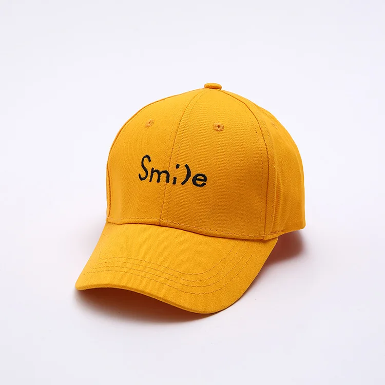 002 Yellow Хлопок малыш улыбка вышивка бейсболки для женщин весна мальчик ребенок повседневное регулируемая бейсболка шляпа Кепка кость Gorros - Цвет: 002 Yellow