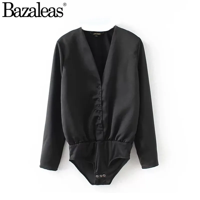 XN23 black 9348 Женские комбинезоны Bazaleas с глубоким v-образным вырезом,, базовый женский комбинезон на пуговицах, комбинезоны, Сексуальные облегающие комбинезоны, повседневный комбинезон - Цвет: XN23 black 9348
