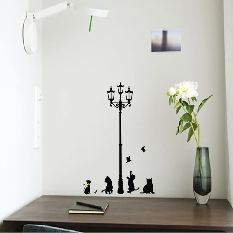 2 шт. наклейки на стену Постер кошки птицы уличный свет украшения дома аксессуары