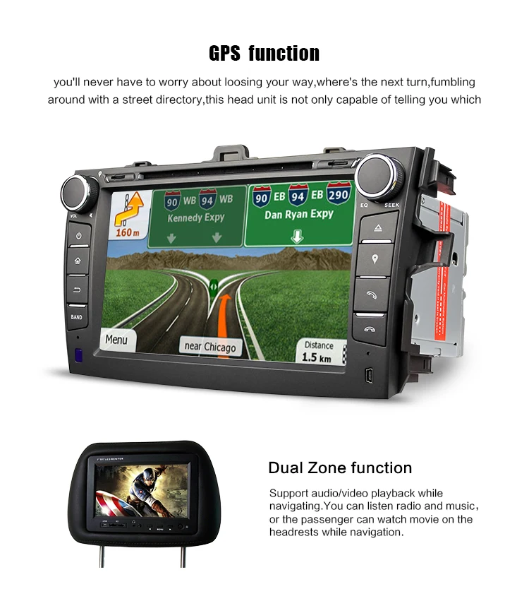 Eunavi 2 din 8 дюймов Автомобильный dvd-плеер радио 2din gps навигация для Toyota Corolla 2008 2009 2010 2011 стерео в тире с usb swc