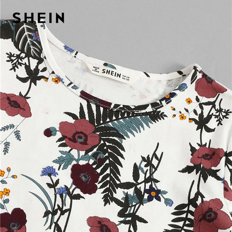SHEIN/одинаковые комплекты для семьи, топ с растительным принтом для девочек и шорты на завязках, комплект летней хлопковой одежды с короткими рукавами и шортами, одежда для сна