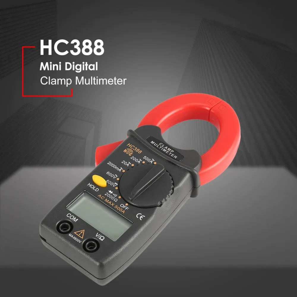 HC388 Мини цифровой клещи мультиметр AC/DC Напряжение Ток мультиметр тестер 1999 отсчетов данных держать ручной