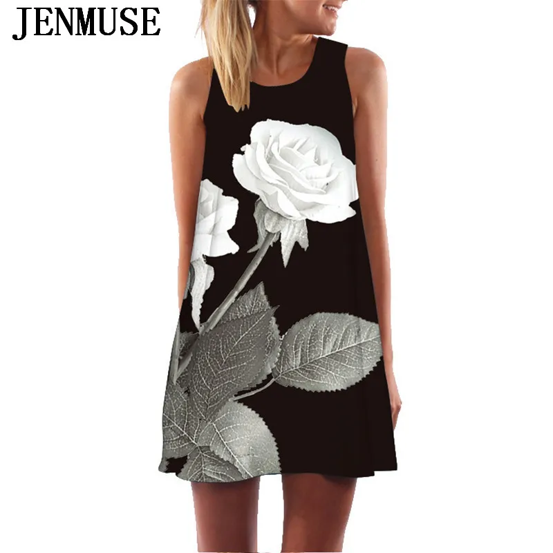 Женское платье без рукавов Jenmuse повседневное свободное шифоновое с круглым