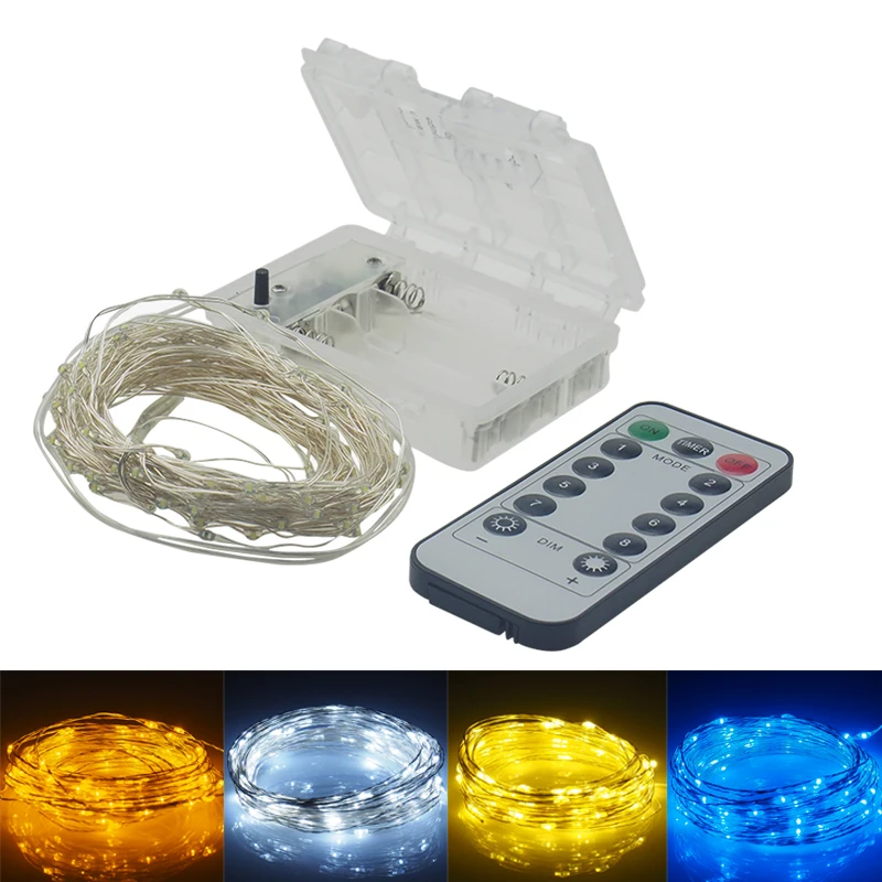 10 м Светодиодная лента с питанием от аккумулятора RGB медная серебряная проволока