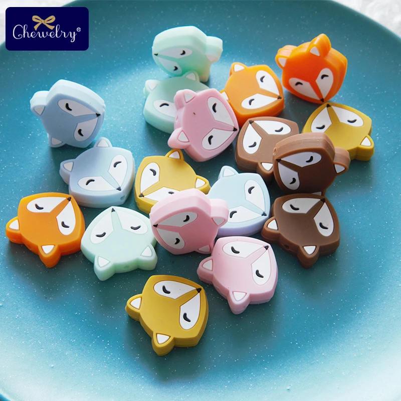 3 шт. детский Прорезыватель лиса мультфильм грызунов силиконовые бусины мини DIY