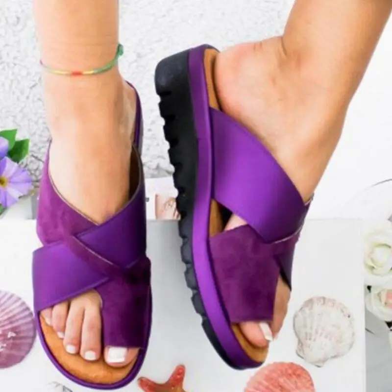 purple Летняя обувь; женские босоножки; женские вьетнамки на танкетке; женские пляжные вьетнамки; Босоножки на платформе и каблуке; женские сандалии; Новинка года - Цвет: purple