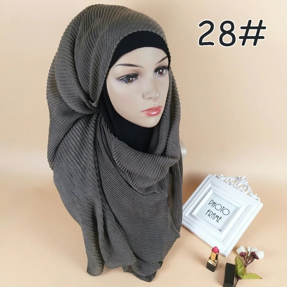 180*70 см мягкие носки из тонкого хлопка Hijab шарф Мусульманский платок исламский аксессуары Платки femme - Цвет: 28
