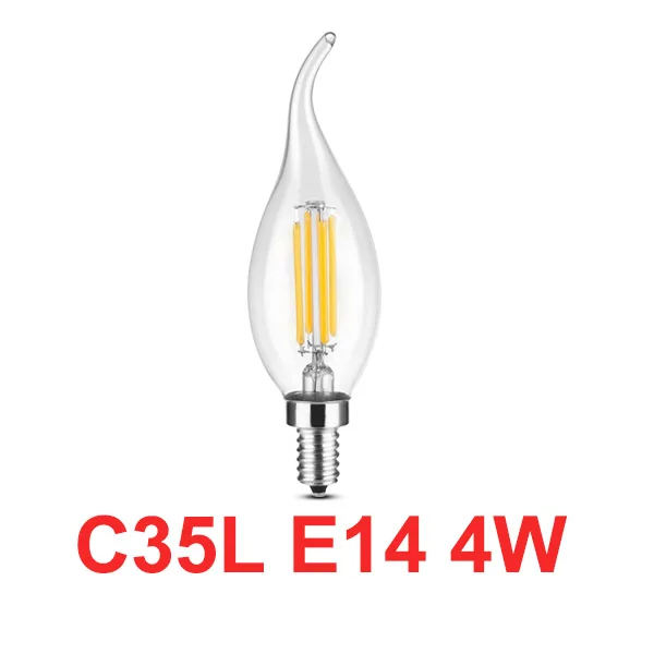C35L E14 4W 220 В светодиодный лампочка накаливания E27 ретро лампа Эдисона E14 винтажный Декор ампулы светодиодный светильник лампа ретро лампа замена лампы накаливания - Цвет: C35L E14 4W