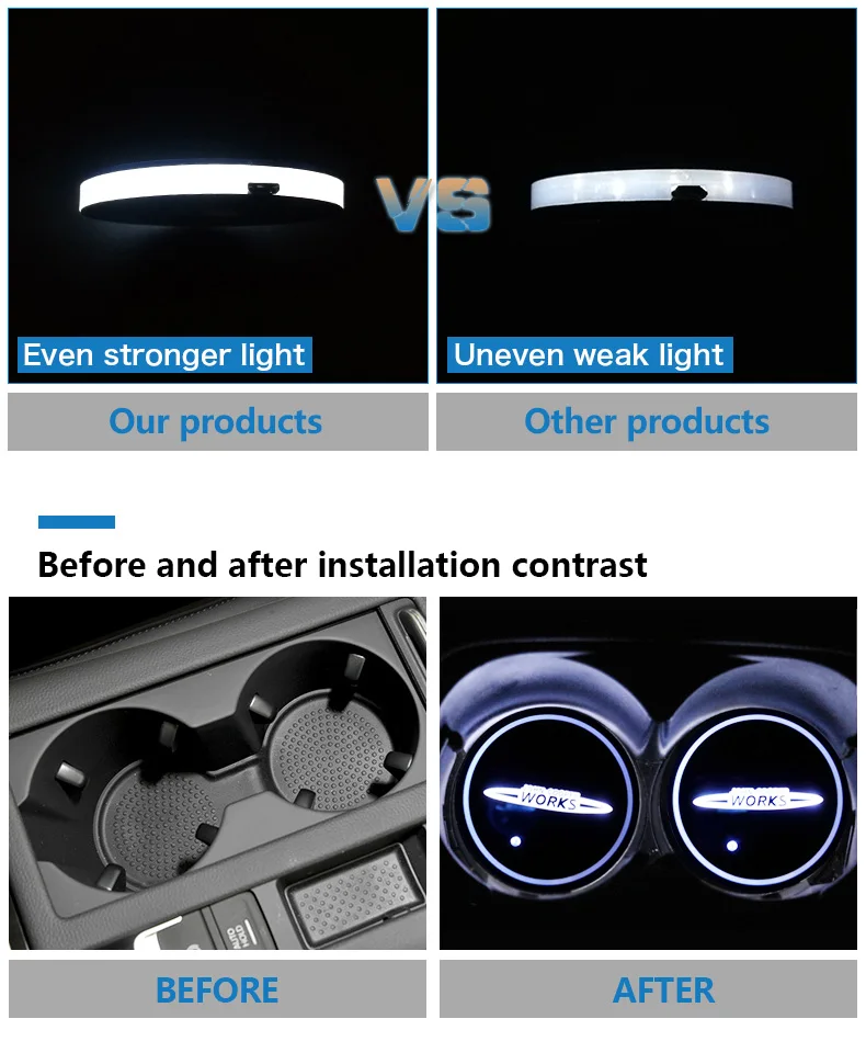 AMBERMILE светодиодный светильник-подстаканник с датчиком JCW, подстаканники для Mini Cooper JCW F54 F56 Countryman R60 R61 R56 R55 F55, аксессуары