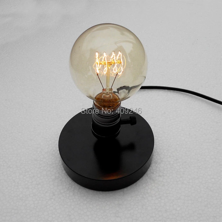 Винтажный Эдисон настольная лампа Эдисона черная деревянная украшение E27 кафе