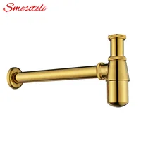 SMESITELI Wholesale And Sale High Quality Brass Round Golden Pop Up Bathroom Vanity Sink Waste Drain P-trap