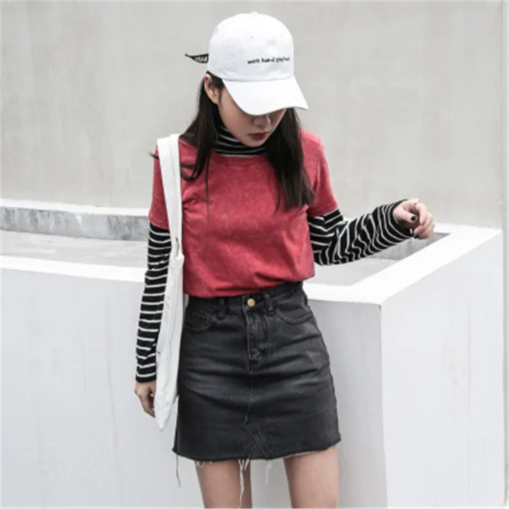 Юбка карандаш Женская джинсовая с завышенной талией однотонная универсальная