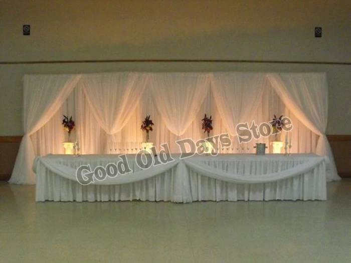 

3M x 6M 2 layers Pure White Wedding Backrop Stage Curtain Decoration