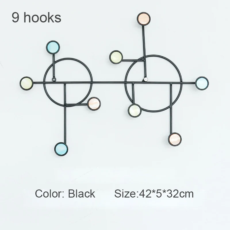 9 hooks Black Настенная вешалка для пальто-стойка для хранения входного пути настенная вешалка для крючков и полотенец для курток, пальто, шапок и шарфов - Цвет: 9 hooks Black