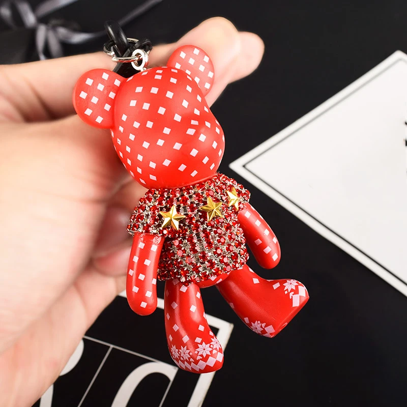 Милый мультяшный брелок Bomgom Bear, сделай сам, ремесло, стразы, кожа, Rop ремешок, брелок, хмурый кристалл, сумка, шарм, авто подвеска, подарки