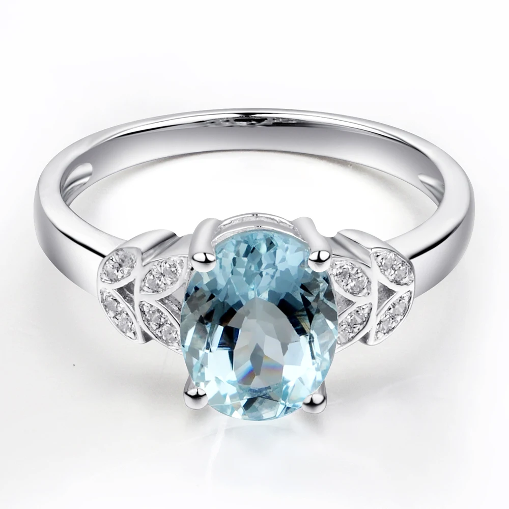 Кольцо женское из серебра украшения Leige пробы с аквамарином Овальной Огранки |