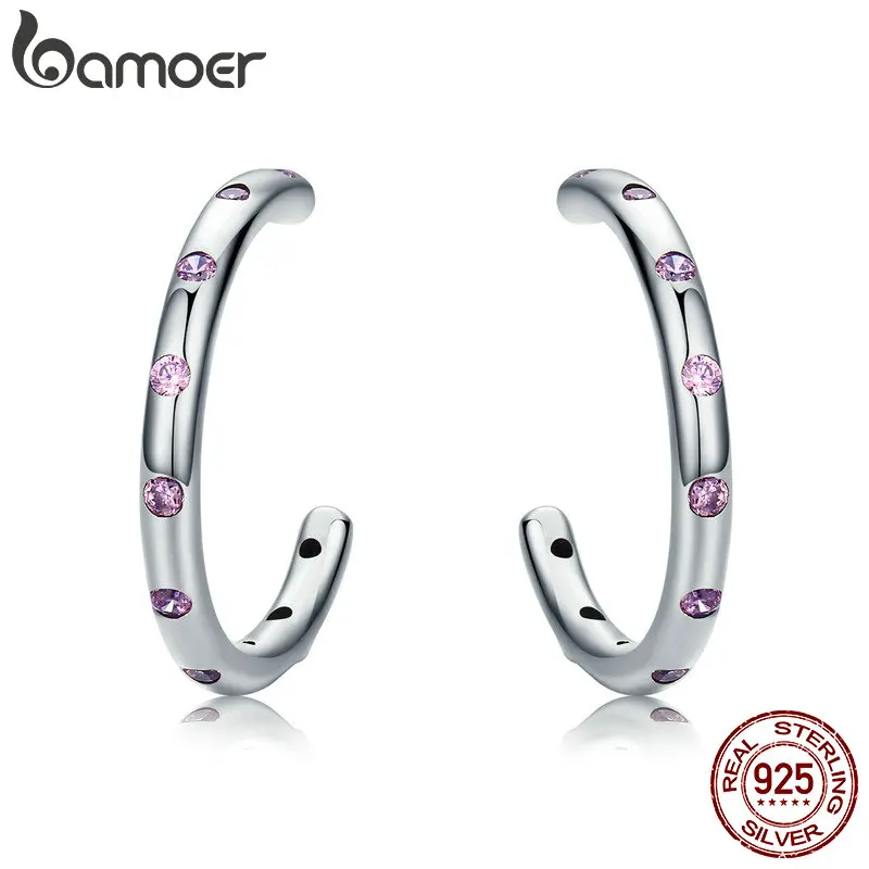 BAMOER, Настоящее серебро 925 пробы, стекируемые капельки, серьги-гвоздики с прозрачными фианитами, Стерлинговое серебро, ювелирные изделия Brincos SCE041