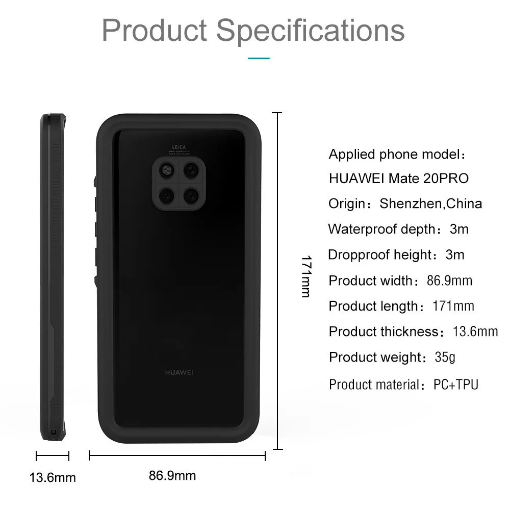 Водонепроницаемый чехол Neng для HUAWEI Mate 20 Pro занятий спортом на открытом воздухе с