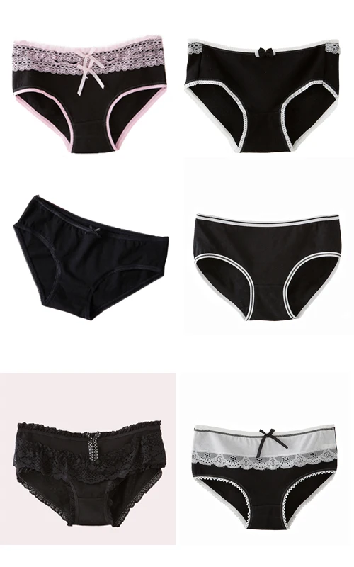 6pcs-black-2 6 шт./партия, трусики для женщин, хлопковое нижнее белье с принтом, Дамское сексуальное нижнее белье, женские дышащие Бесшовные комфортные трусы черного цвета - Цвет: 6pcs-black-2