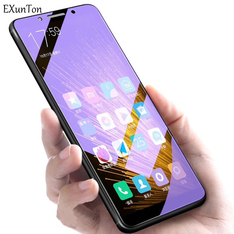 EXUNTON Vivo V9 Anti-blue Purple Light 2.5D Tempered Glass for X21 X20 Plus X9 X9S Protective Screen Protector Film | Мобильные