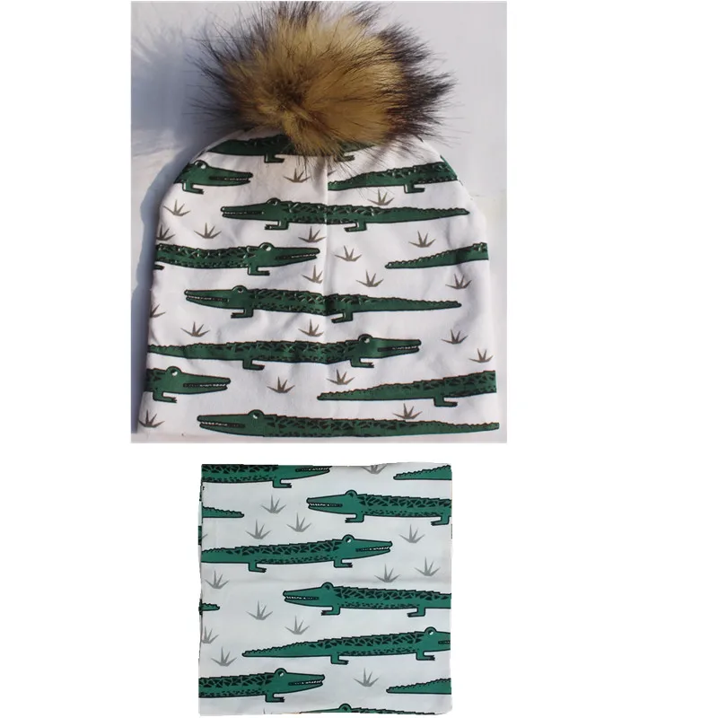 fish hat set Г. Новые брендовые Детские вязаные шапки, комплект с утепленным воротником, с рисунком панды, Бэтмена, хлопковая детская шляпа, шарф, комплекты - Цвет: fish hat set