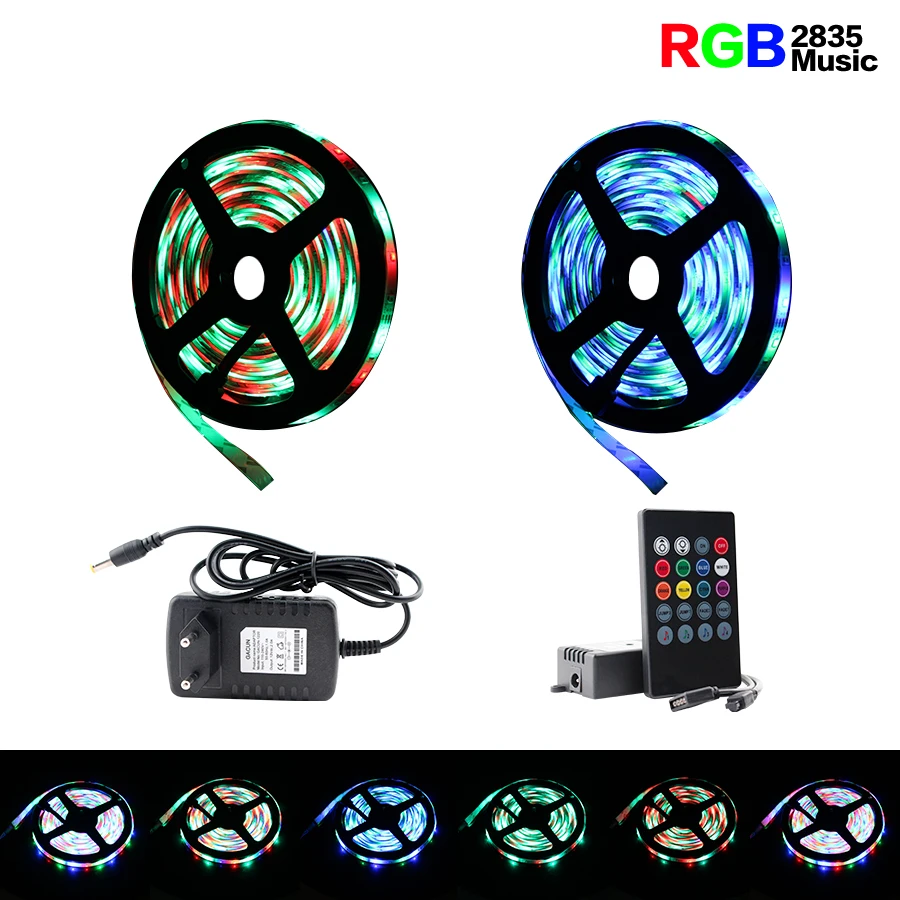 

Neon 12V Led Strip RGB Diode Tape Waterproof LedStrip 5M 10M 15M 2835 12V Flexible RGB Led Strip Light Lamp Music Controller Set