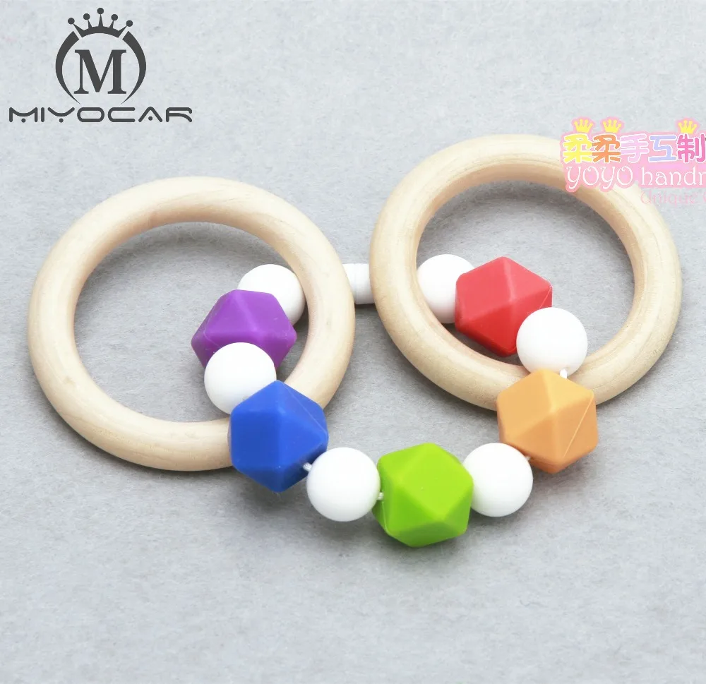 MIYOCAR FDA безопасные для пищевых продуктов цветные силиконовые бусины с деревянным