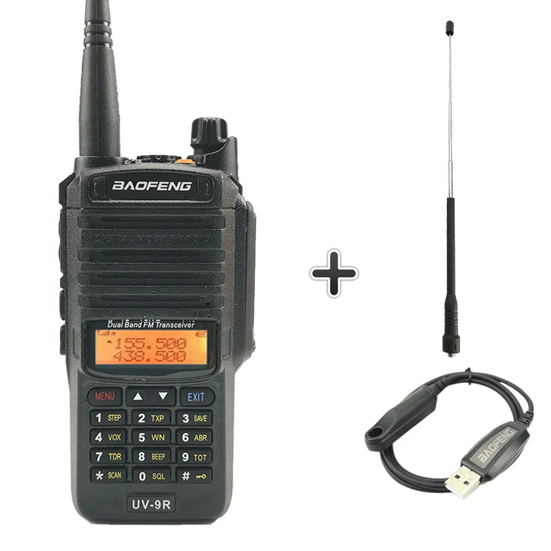 Add 1antenna 1cable Baofeng UV-9R IP67 водонепроницаемая рация Uhf Vhf Ham HF портативное радио UV 9R полицейское оборудование Walky Talky профессиональное UV9R - Цвет: Add 1antenna 1cable