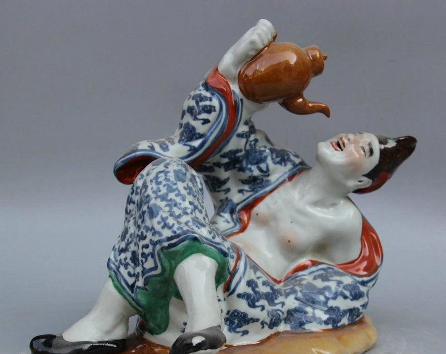 12&quot Chinese Color Wu Cai Porcelain Ly Chai Mad Ji Gong Succour Kid Monk Statue | Дом и сад