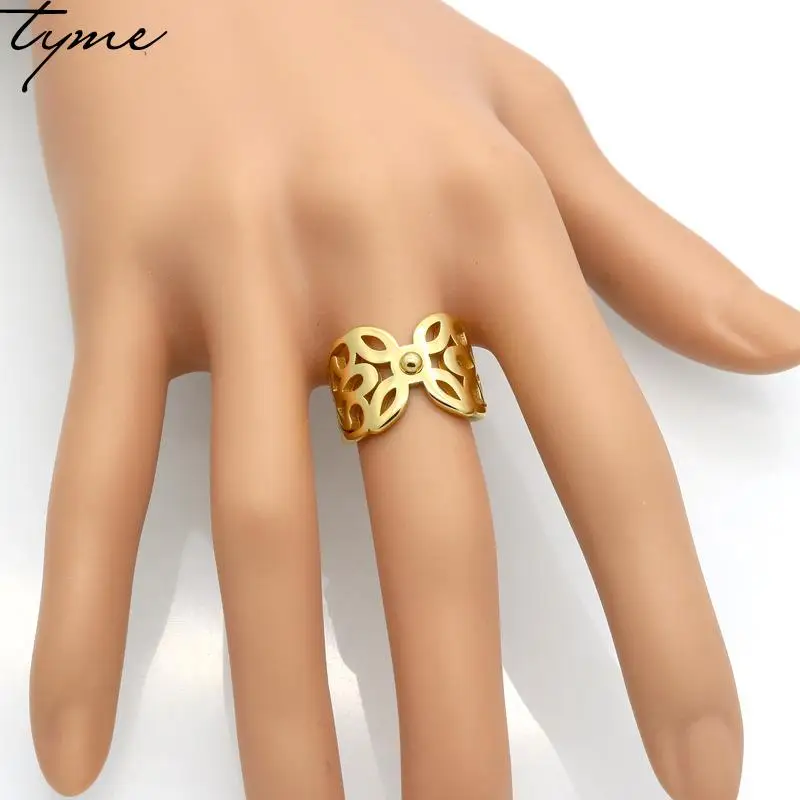 2017 титановая сталь модный стиль золотой цвет Камелия женские и мужские кольца