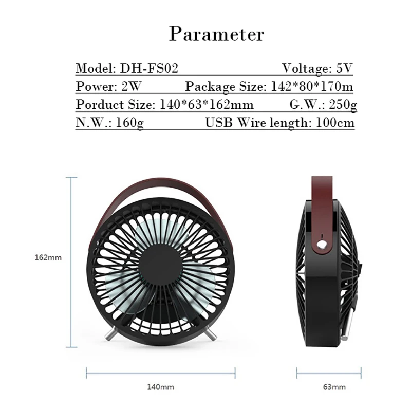 Летний охлаждающий вентилятор Домашний Настольный кондиционер 3 лопасти Usb 140 мм
