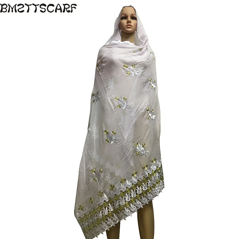 2018 Latest African Women Scarf muslim embroidery scarf cotton big for shawls wraps | Аксессуары для одежды