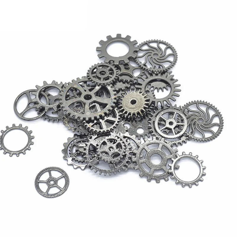 50g Steampunk Gears DIY Jewelry Accessories Gold Silver Cog Wheel Charms Pendant Bracelet Diy Making|Ювелирная фурнитура и