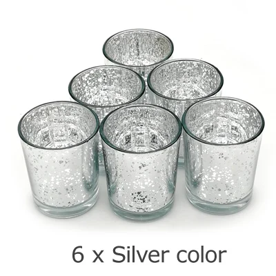 Silver 6 pcs ERMAKOVA 6/12 шт. подсвечник для свечей из меркуриного стекла подсвечник для свадебных вечеринок, отеля, кафе, бара, украшения для дома - Цвет: Silver 6 pcs