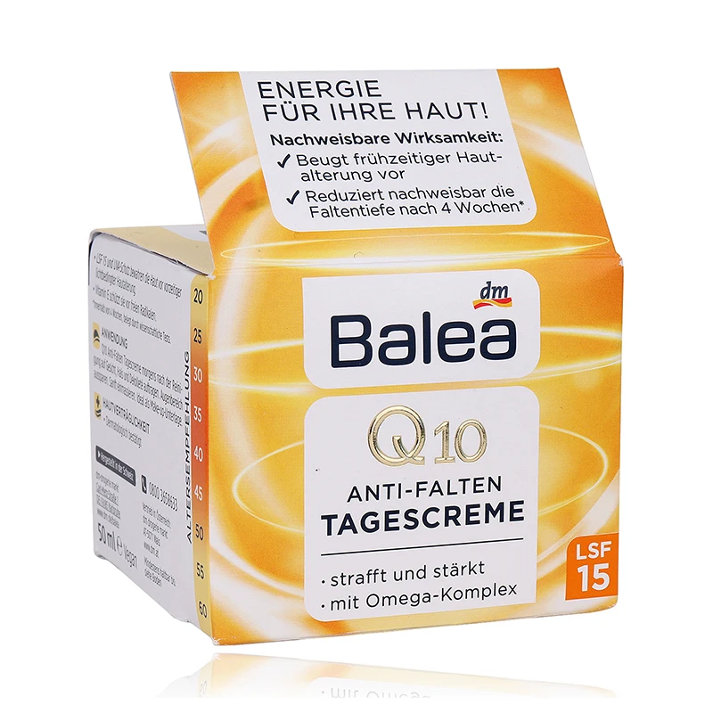 Crema de día antiarrugas Balea Q10 de Alemania LSF15/30, crema de vitamina E que protege la piel de los contaminantes libres, crema hidratante vegana para el cuidado del día