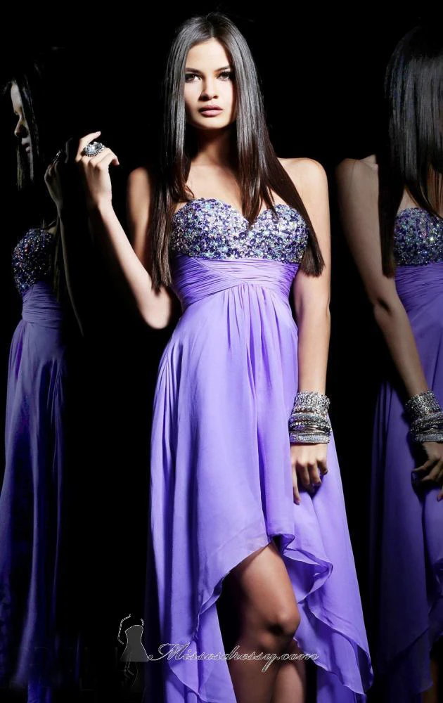 2013 Beaded Crystal Light Purple Short Front Long Back Chiffon Prom Dresses | Свадьбы и торжества