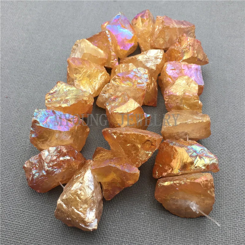 Грубые большие шампанские титановые хрустальные бусины для изготовления