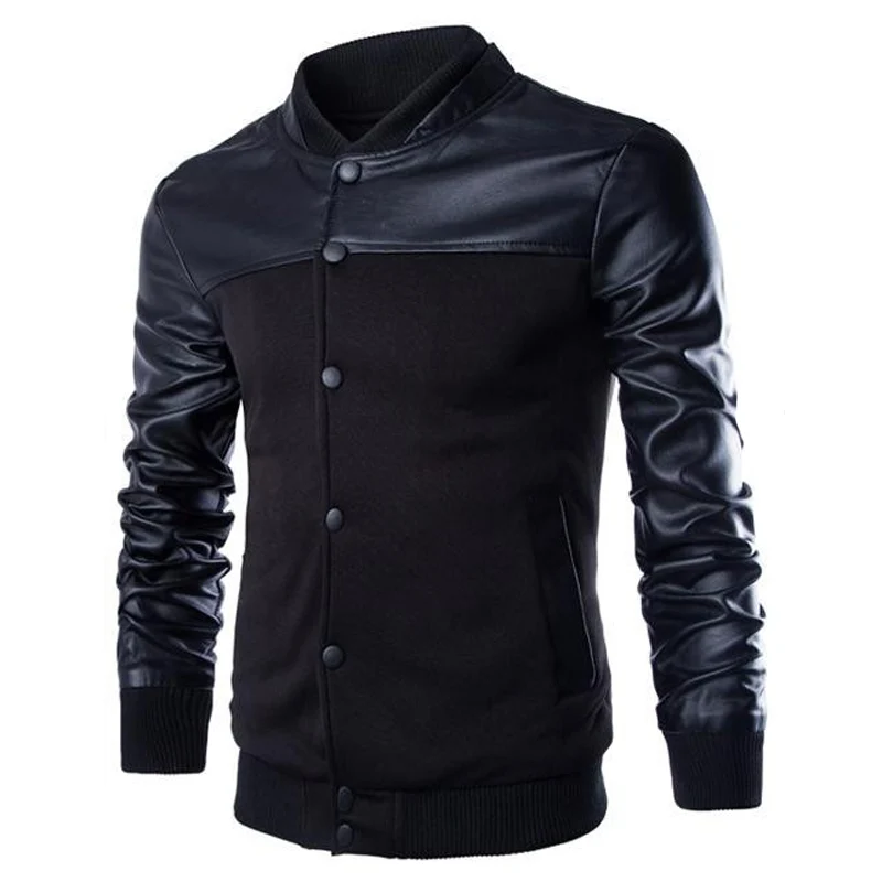 2018 бренд Для Мужчин's Куртки и Пальто для будущих мам 4xl PU лоскутное дизайнер